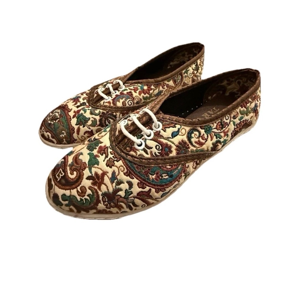 OTZ Womens Tapestry Sneakers Size 7.5 Boho Floral Lace Up Shoes